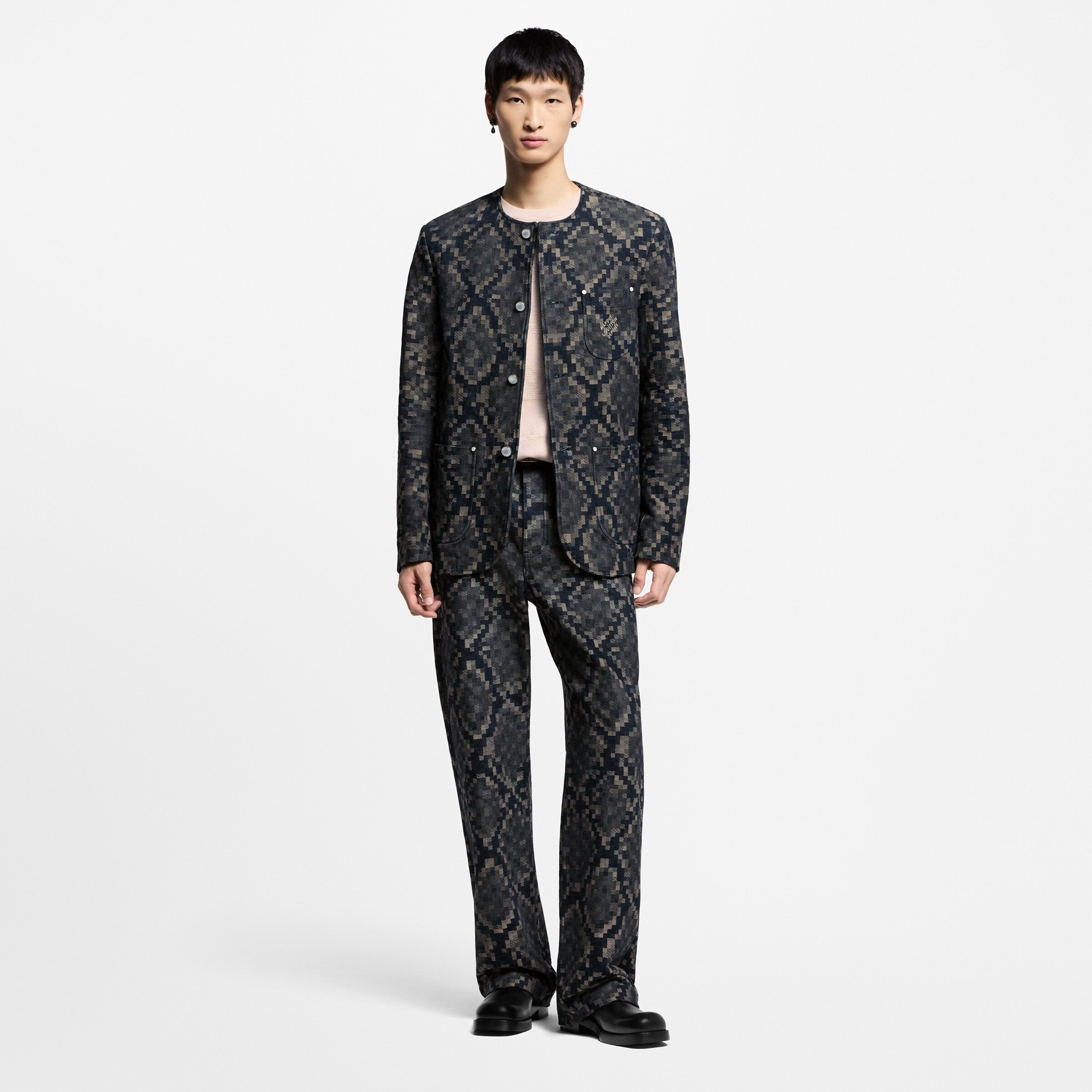 Pantalon droit en denim graphique