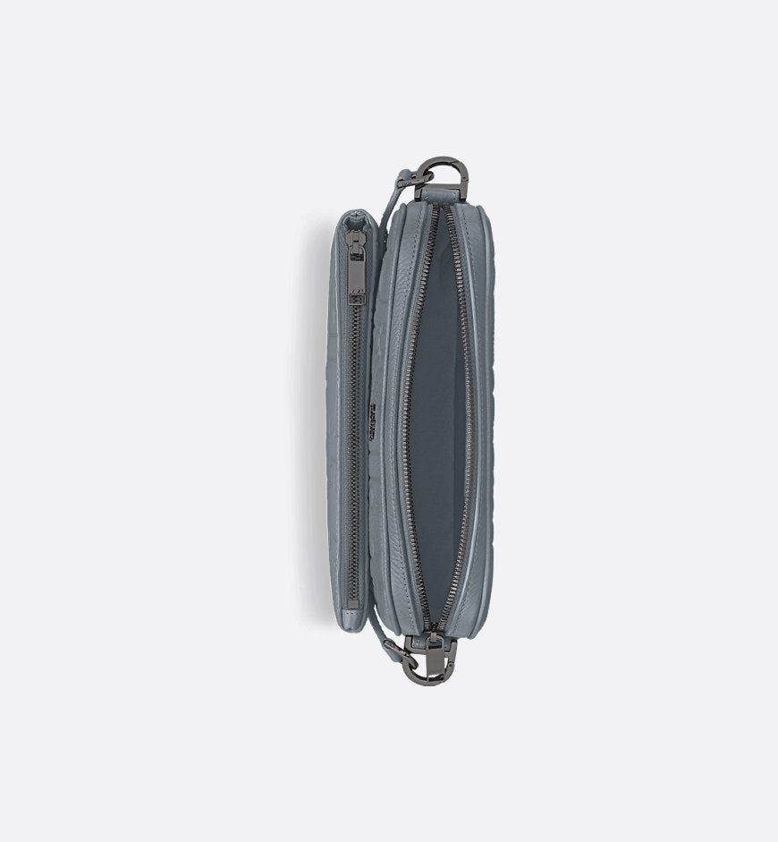 Triple Pouch Saddle Cuir Gris