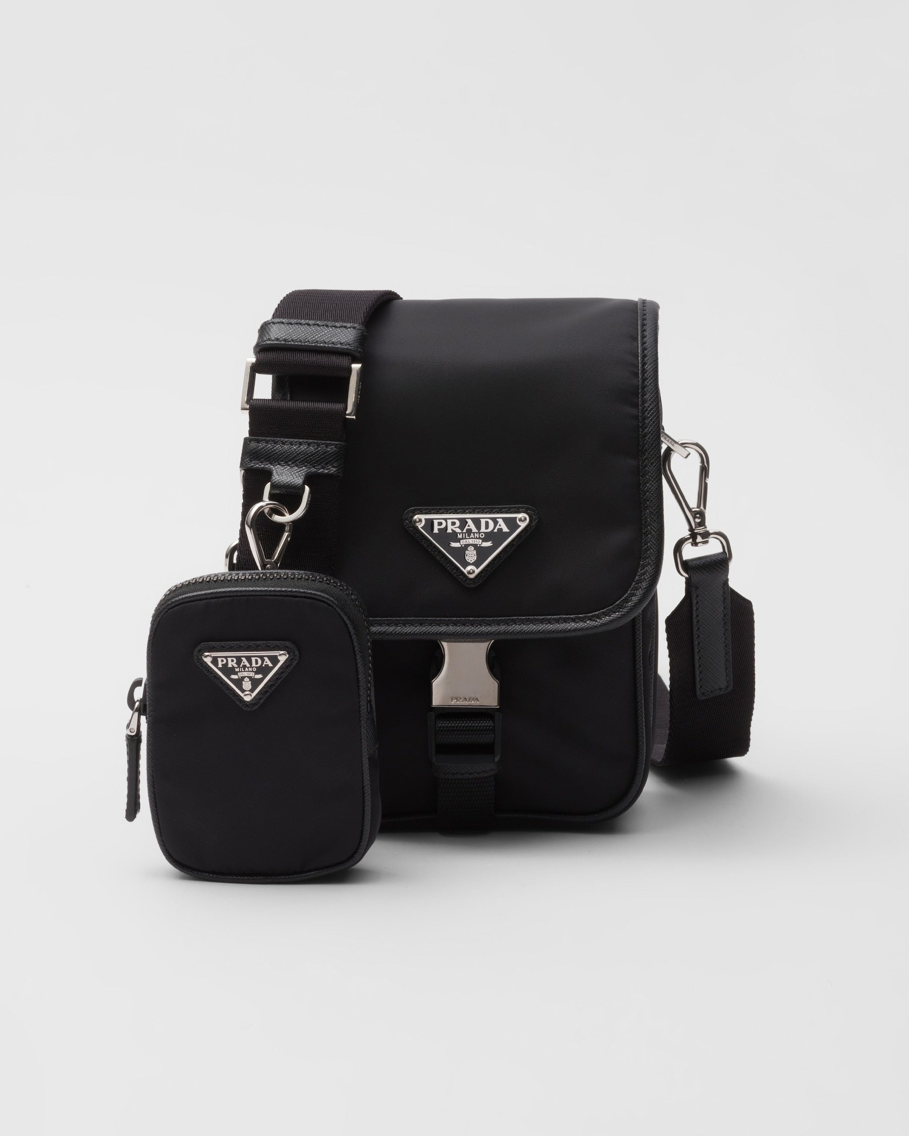 Sac porté épaule en Re-Nylon et cuir Saffiano