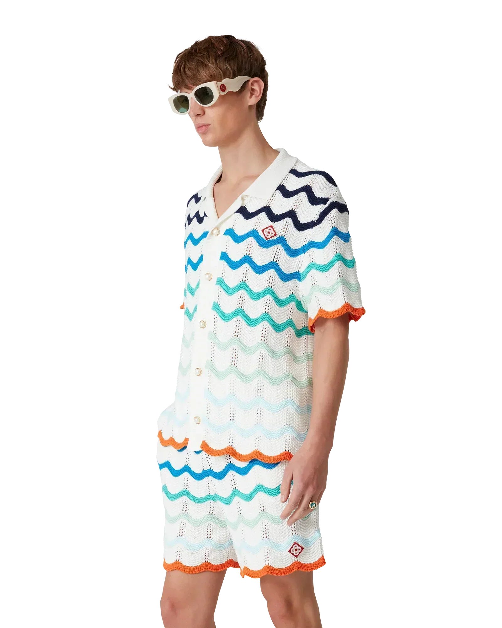 Gradient Wave Crochet Shirt