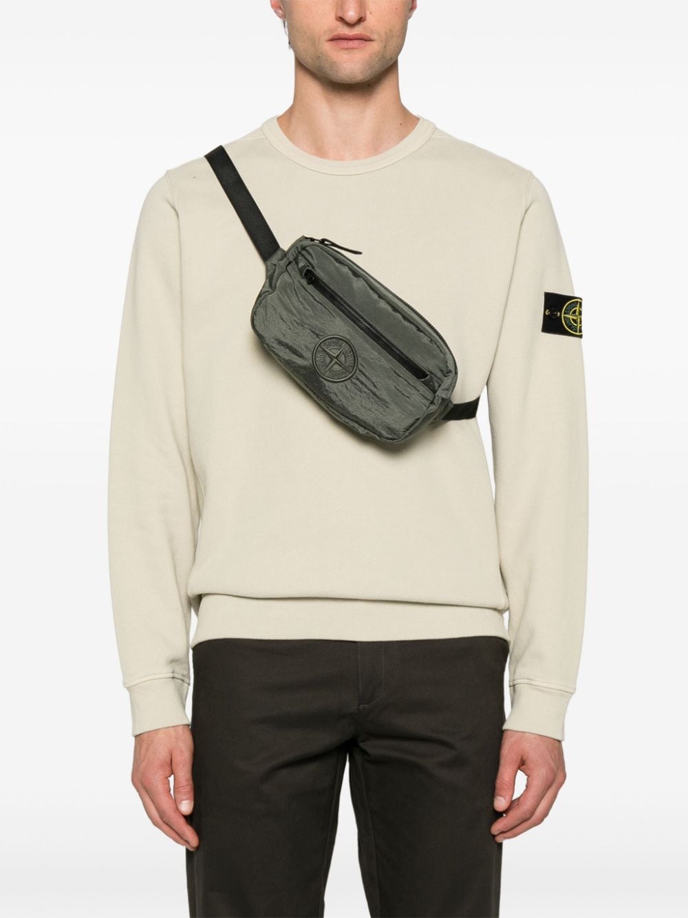 STONE ISLAND - Sac banane vert/noir